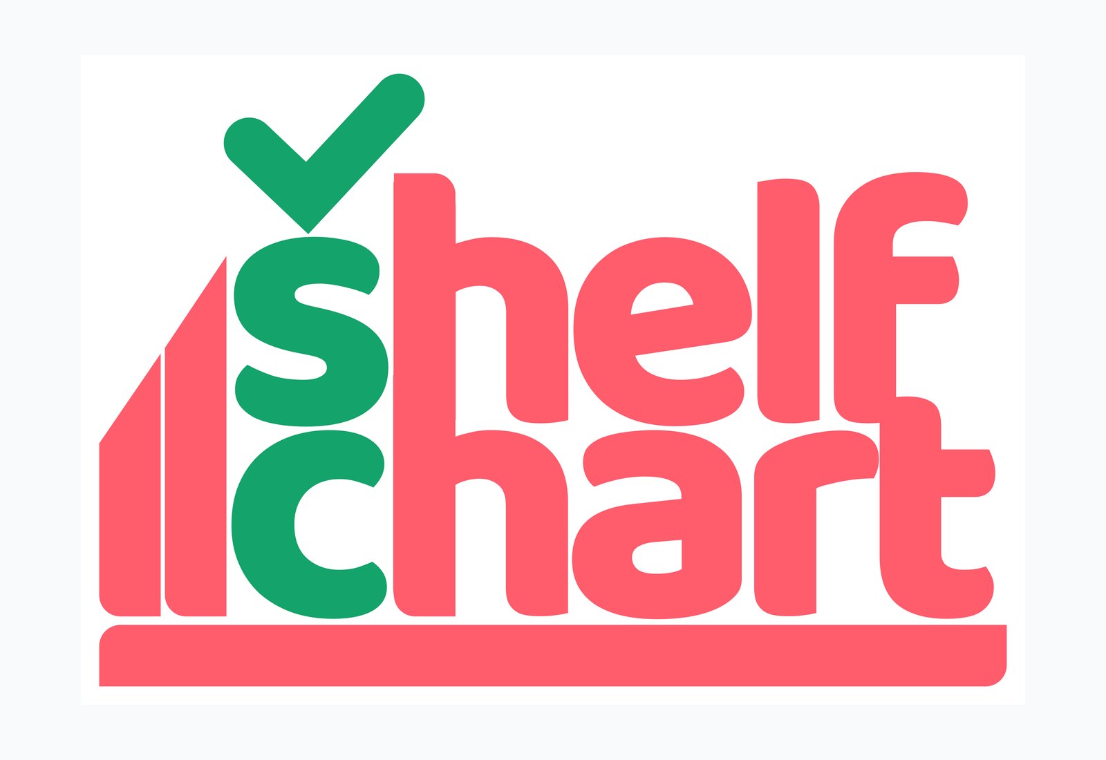 Finished ShelfChart logo in picnic pink and leaf green