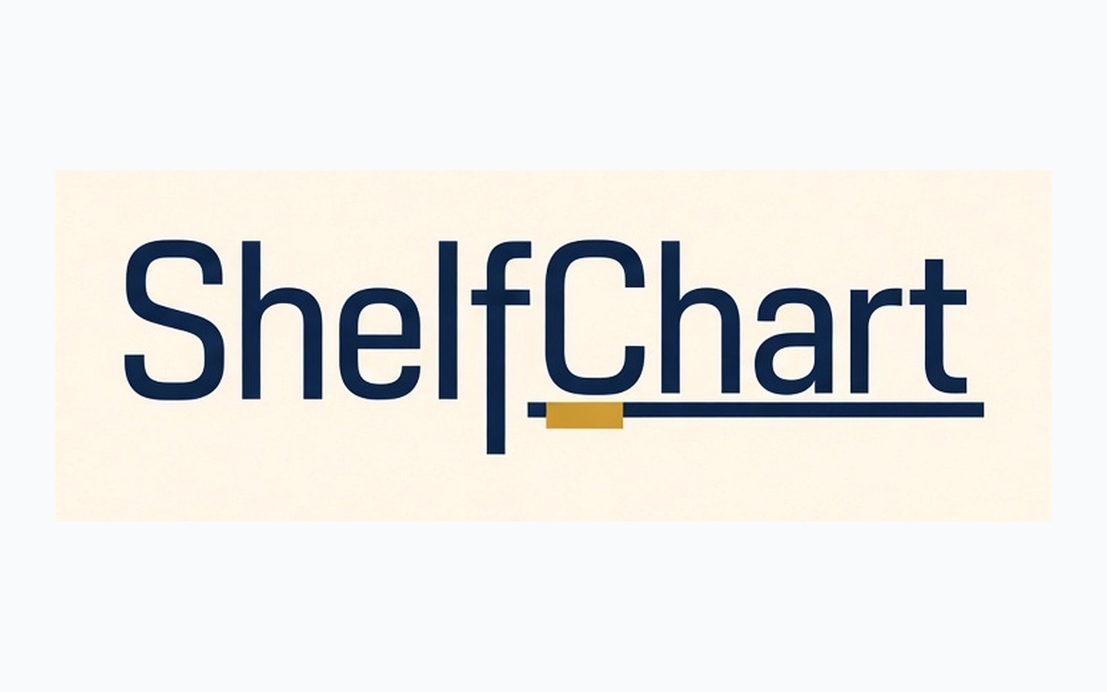 Early ShelfChart wordmark set in navy type with a shelf underline