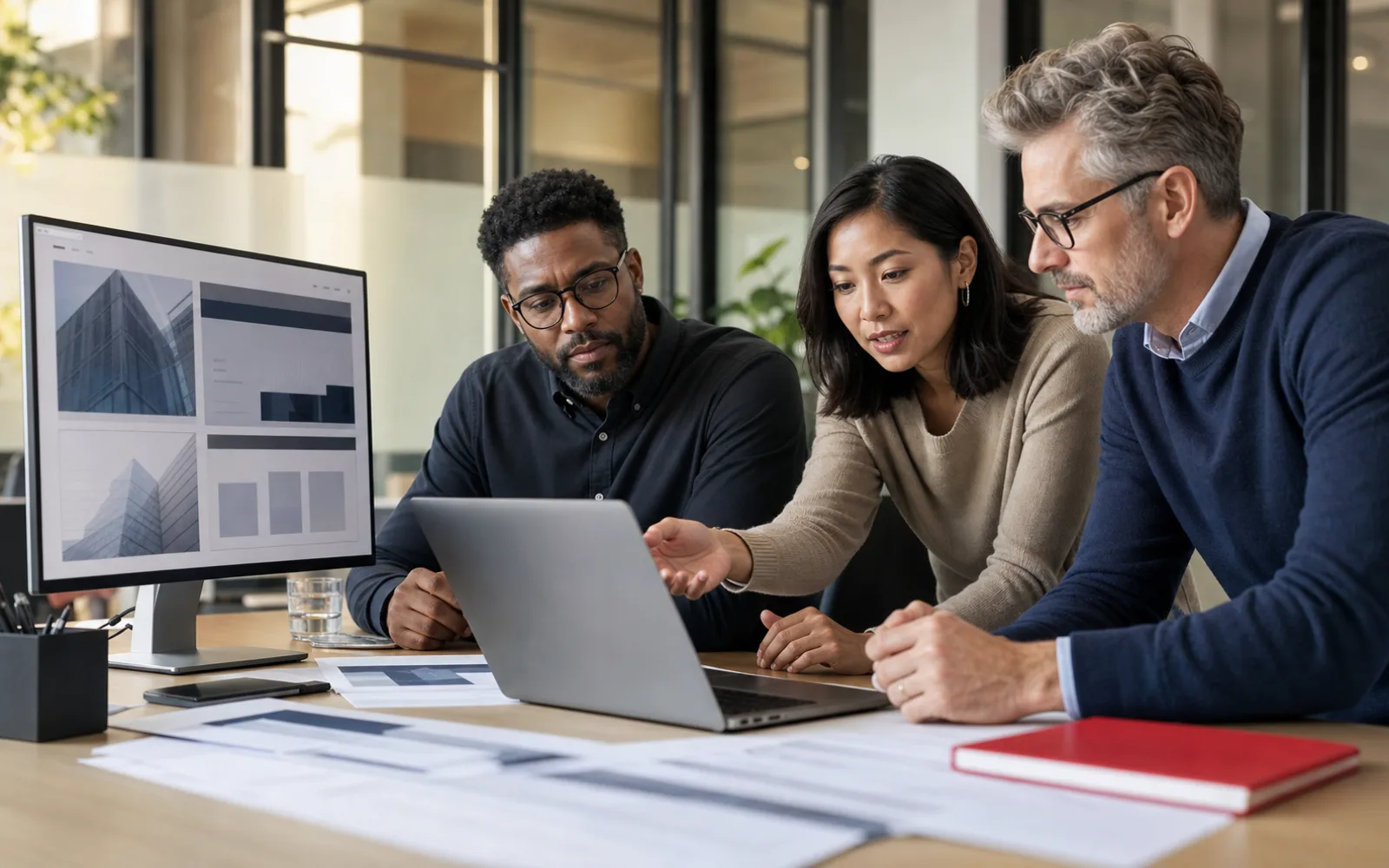 Accounting firm and website strategy team reviewing a professional services website redesign