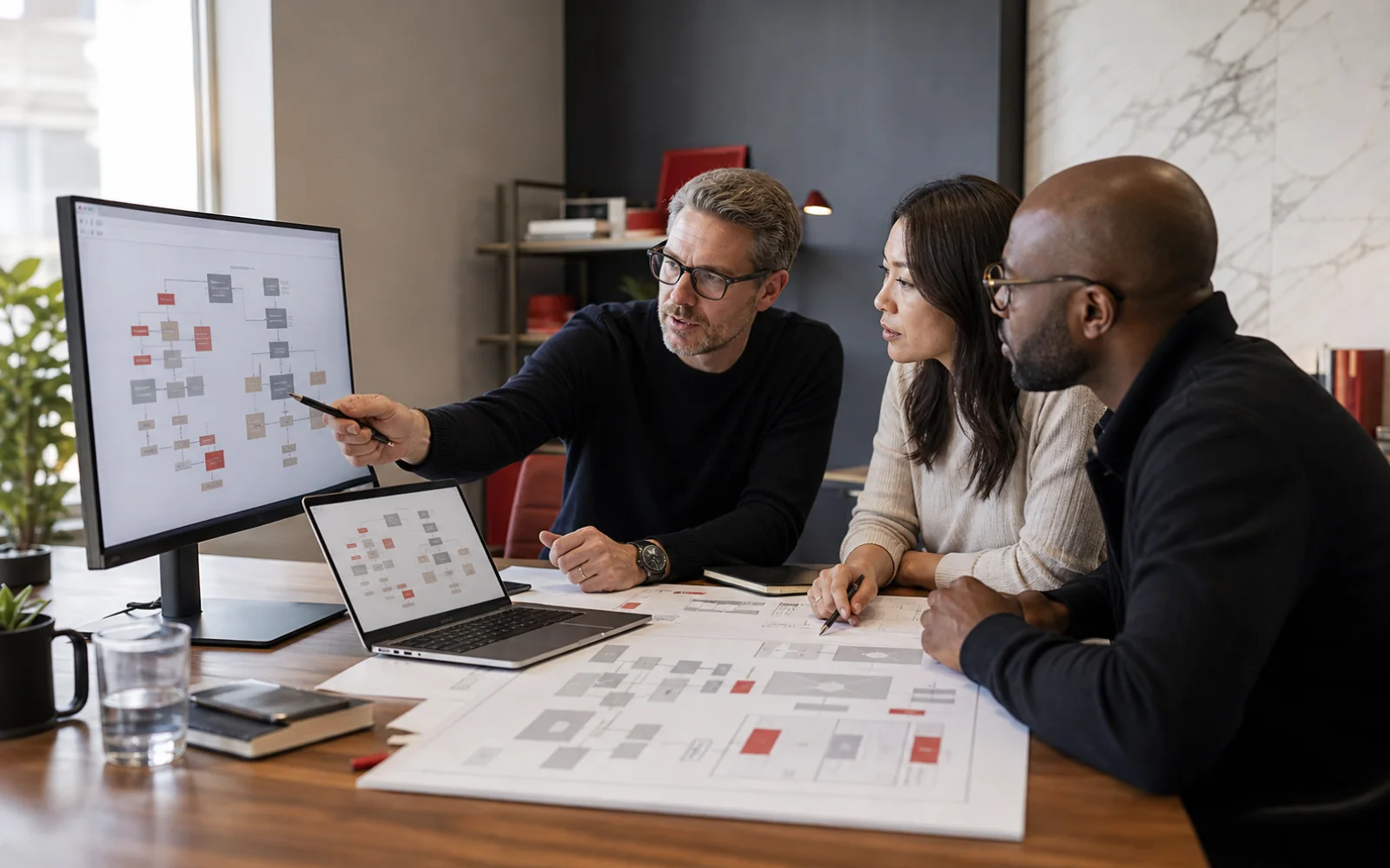 B2B team reviewing search architecture and content pathways