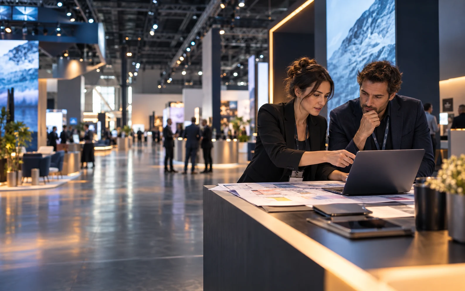 Event marketing team planning visitor acquisition at a trade show