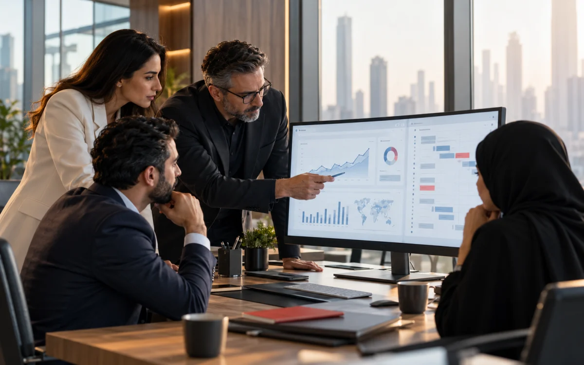 SaaS growth team reviewing content performance and a content roadmap